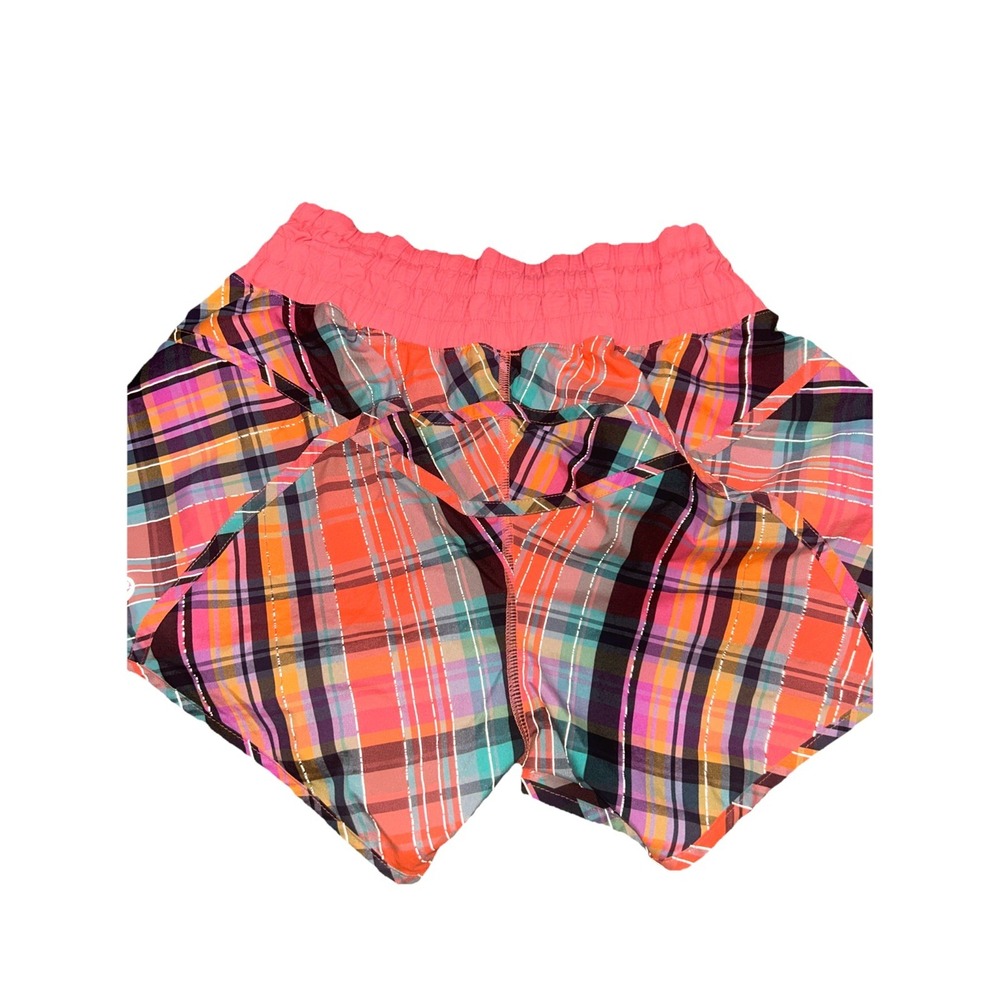 Lululemon Tracker Short II Size 6 Rad Neon Plaid Flare Coral - Picture 2 of 10